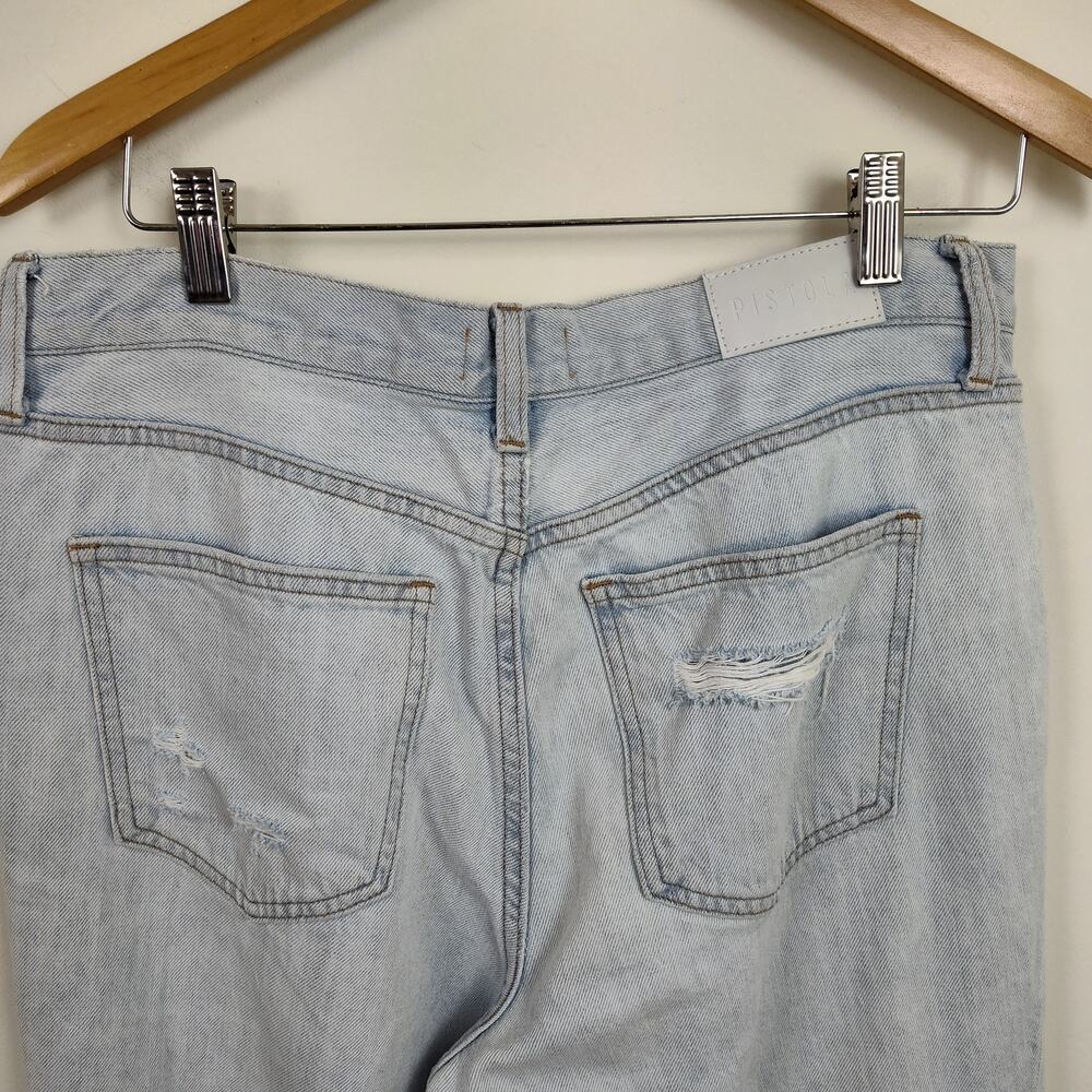PISTOLA HIGH RISE JEANS BAGGY CROPPED WOMEN'S SIZE 30 RIPPED FRAYED  LIGHTWASH - Picture 9 of 17